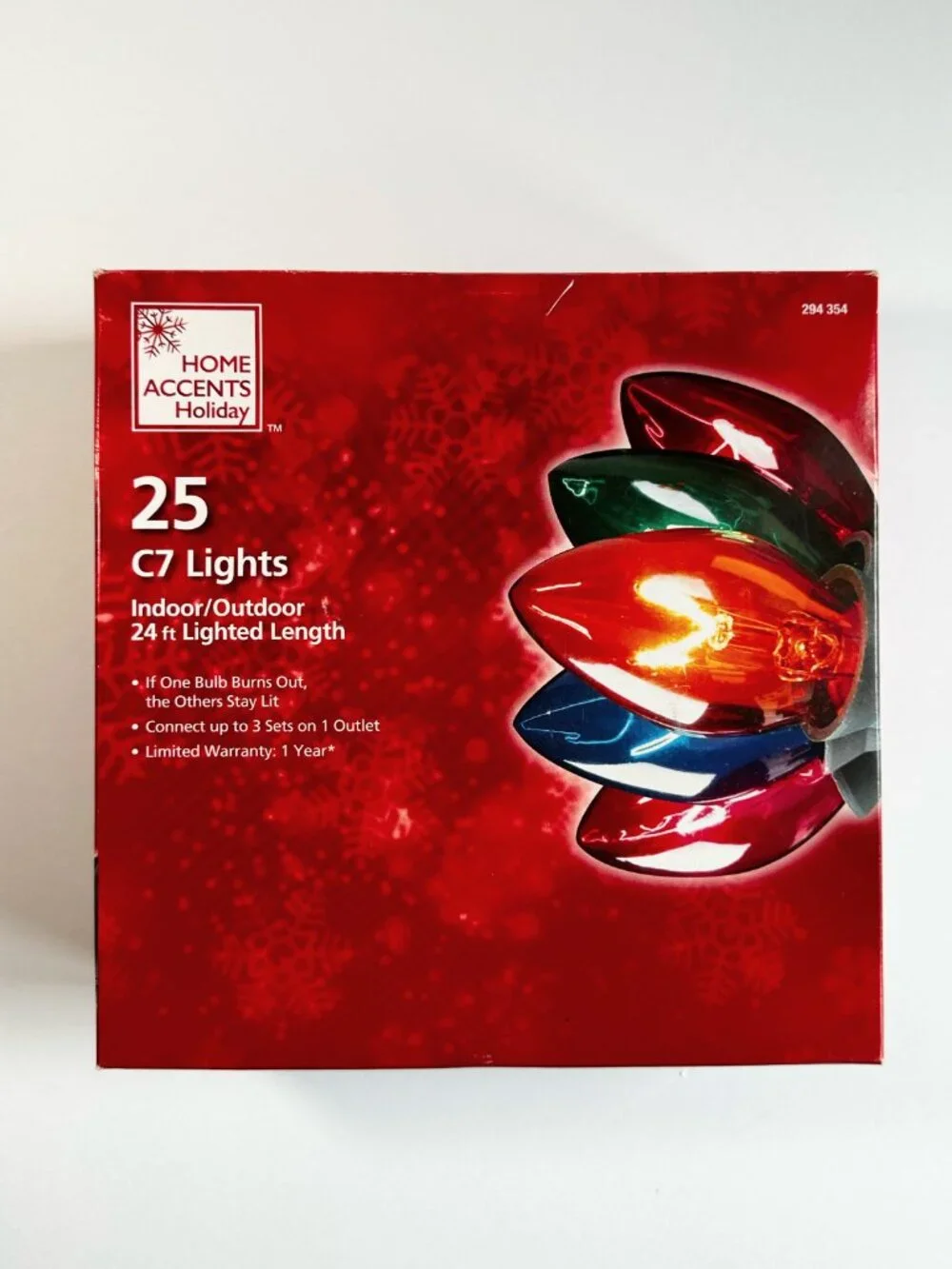 Home Accents Holiday Christmas Lights 25 Count C7 Strand Set 24ft Set of 3, NEW